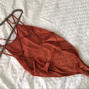 Orange Velvet, Open Back Body Suit